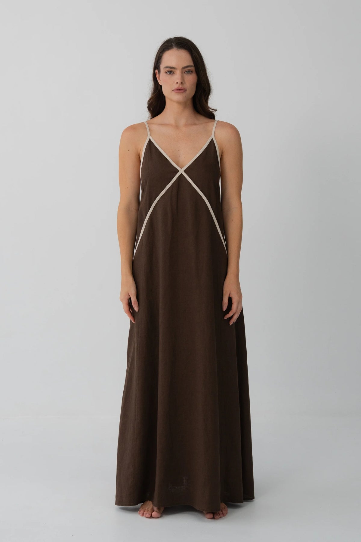 Azalea Linen Dress / Chocolate