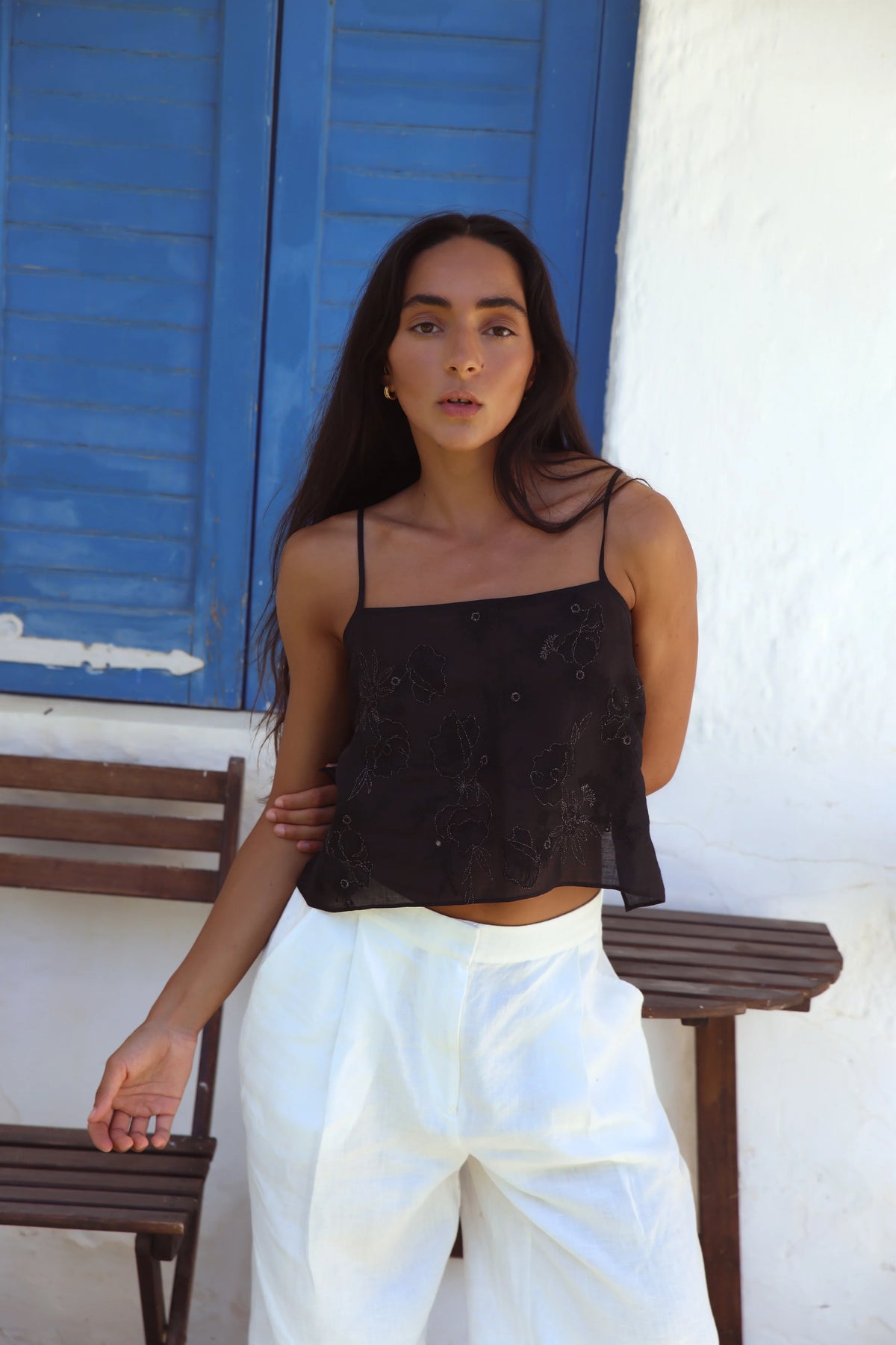 Flora Ramie Cami / Black