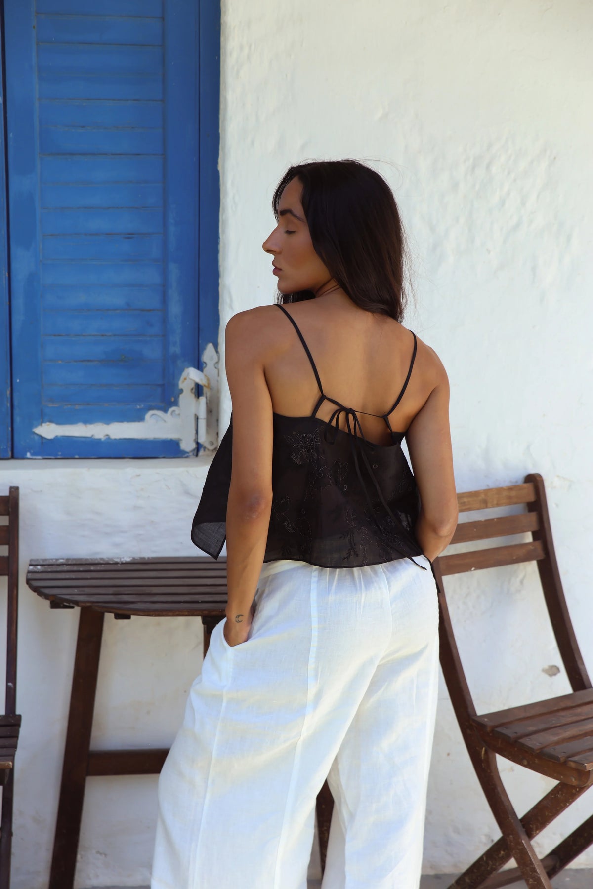 Flora Ramie Cami / Black