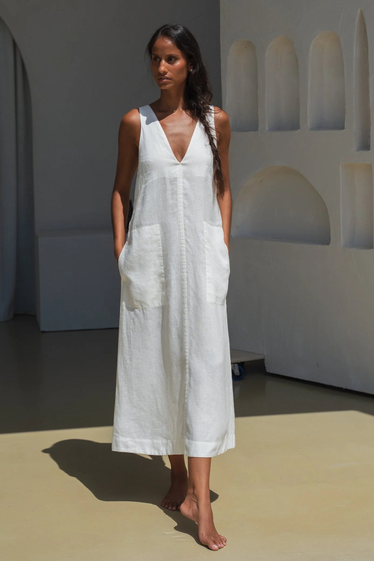 Iris Linen Dress / Ivory