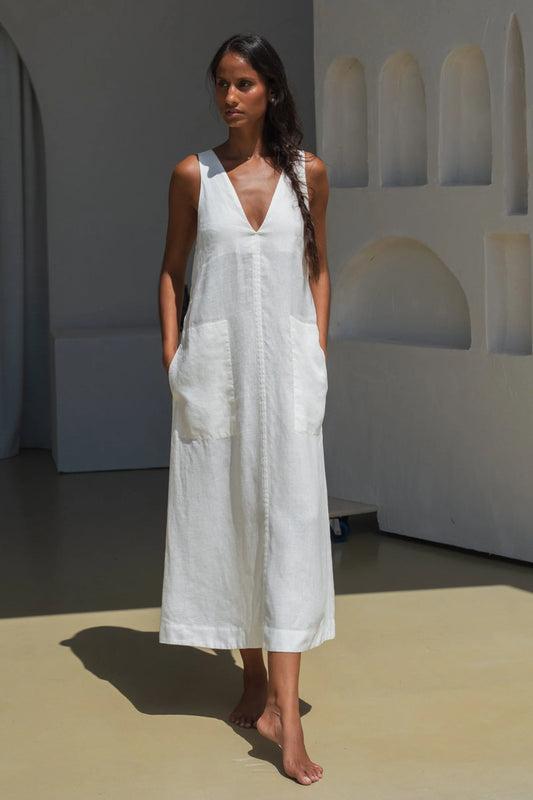 Iris Linen Dress / Ivory