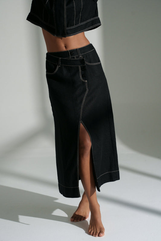 Jax Linen Skirt / Black
