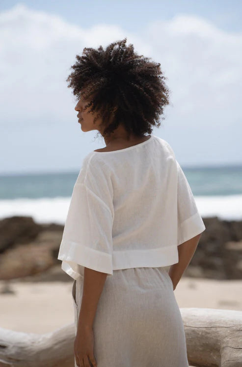 Maya Linen Top | Ivory