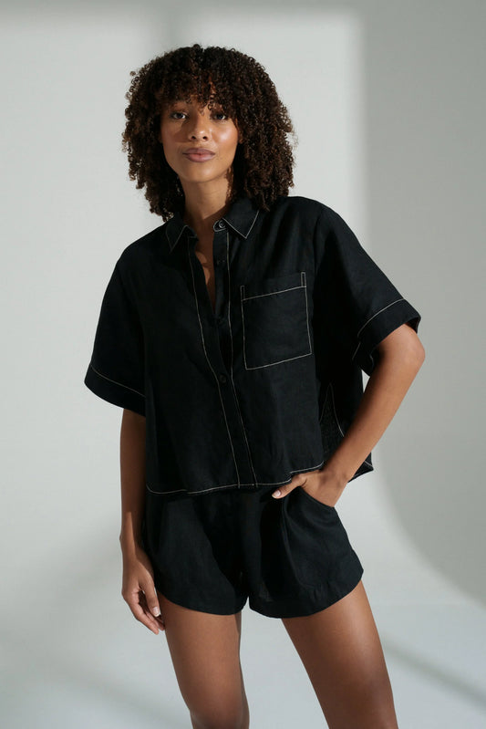Nika Linen Shirt / Black