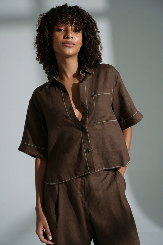 Nika Linen Shirt / Chocolate