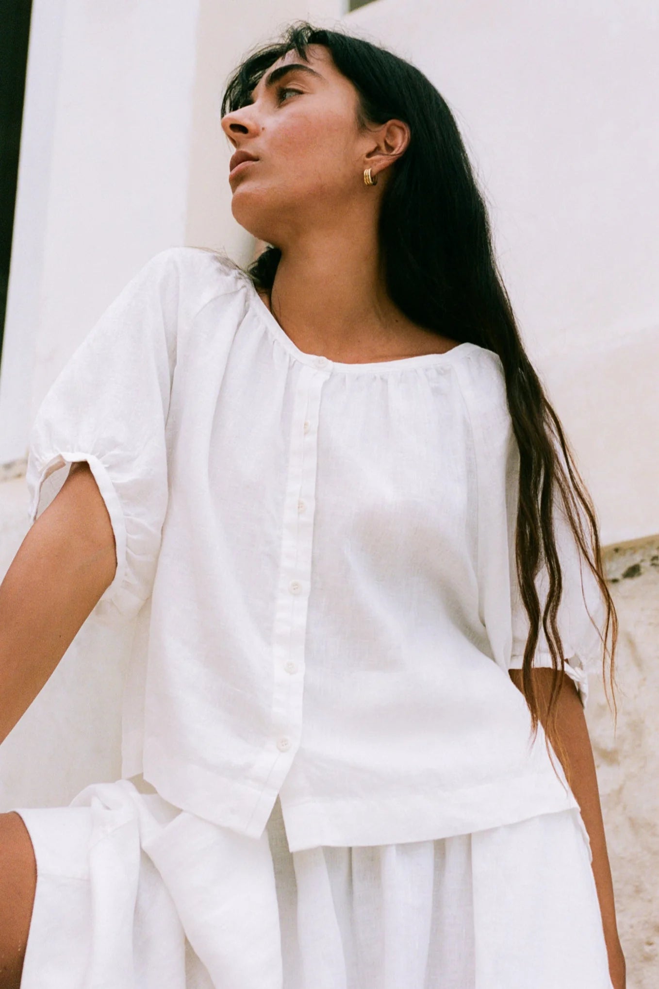 Pia Linen Top / Ivory