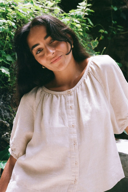 Pia Linen Top / Oatmeal