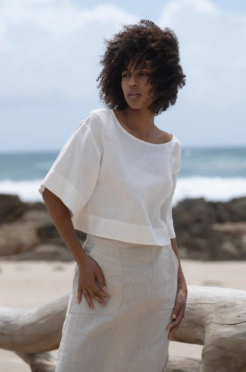 Maya Linen Top | Ivory