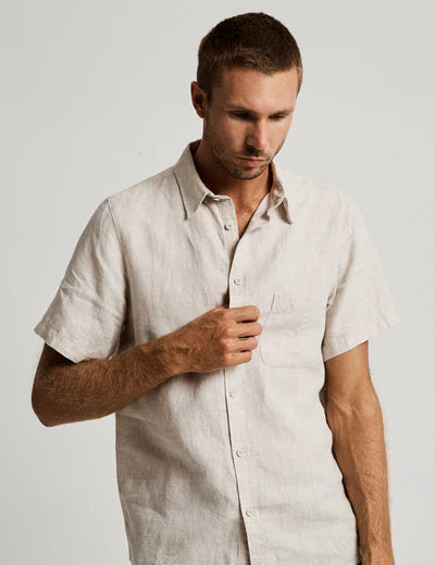 Linen Short Sleeve Shirt|  Natural