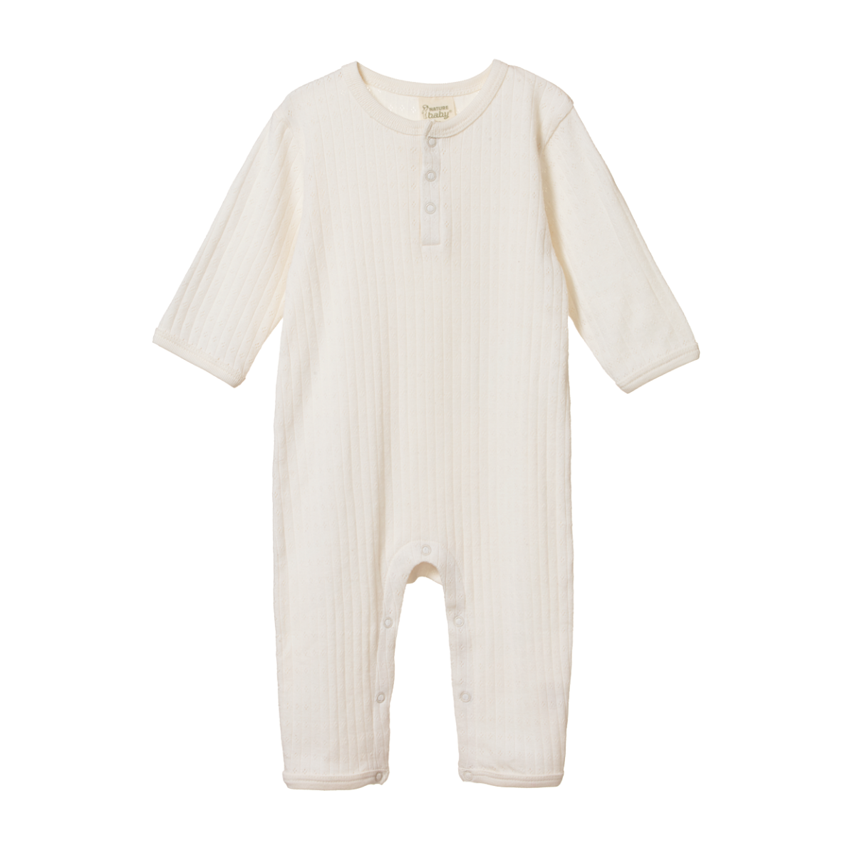 Henley Pyjama Suit Pointelle | Natural