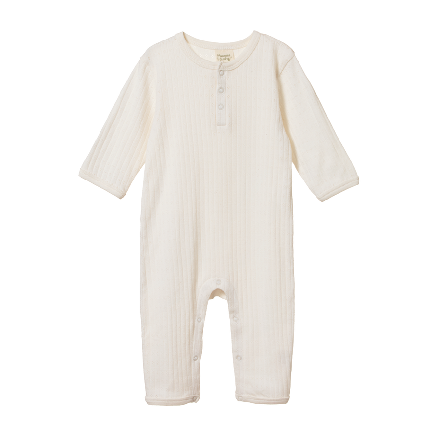 Henley Pyjama Suit Pointelle | Natural