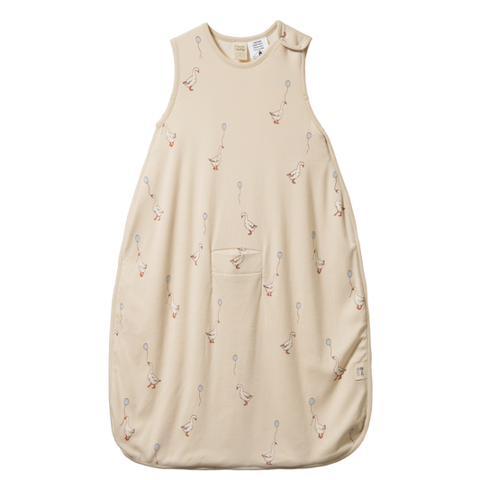 Sleeping Bag / Organic Cotton & Merino - Goose Lullaby Print