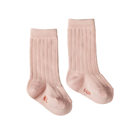 Rib Socks / Organic Cotton - Rose Bud