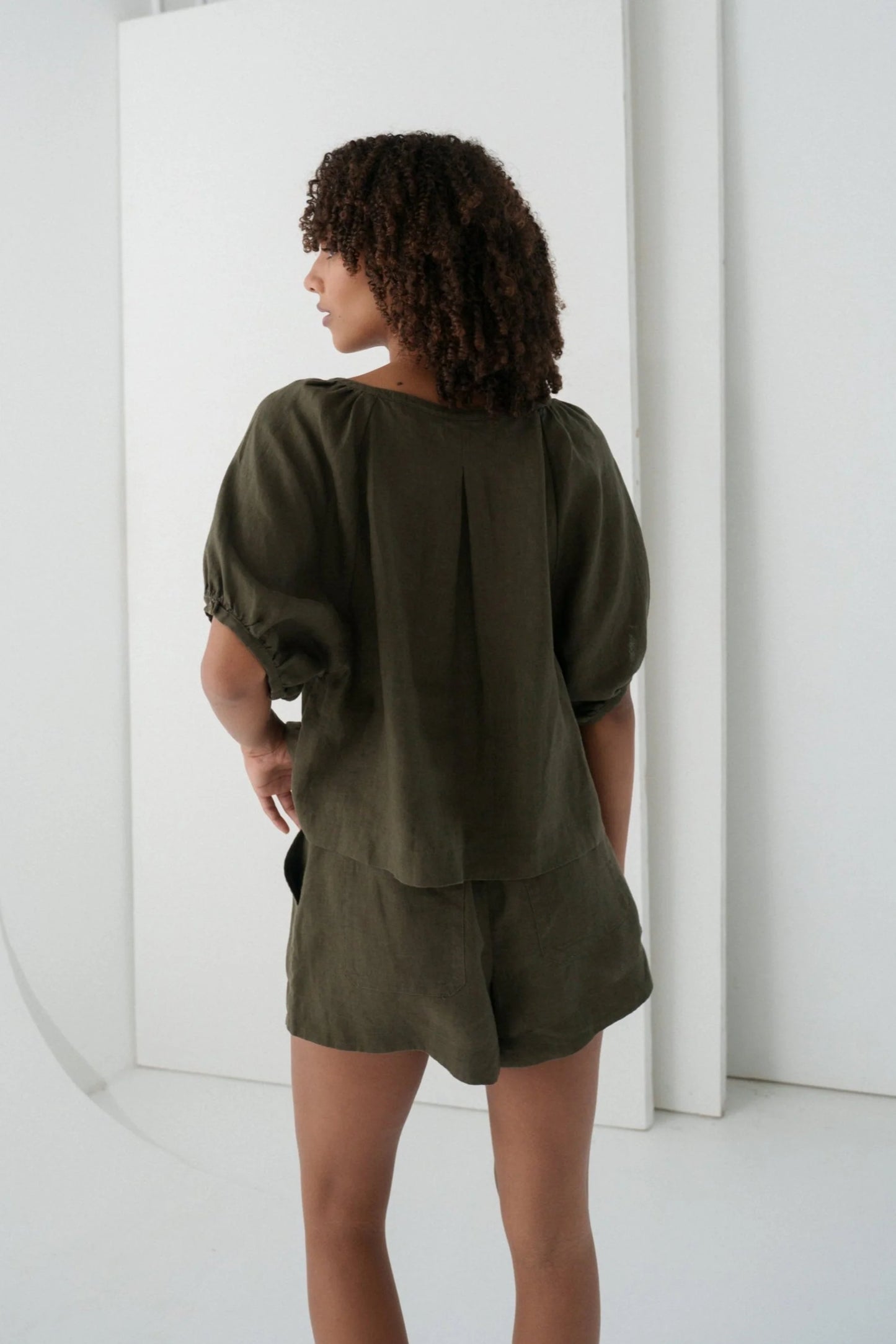 Pia Linen Top / Khaki