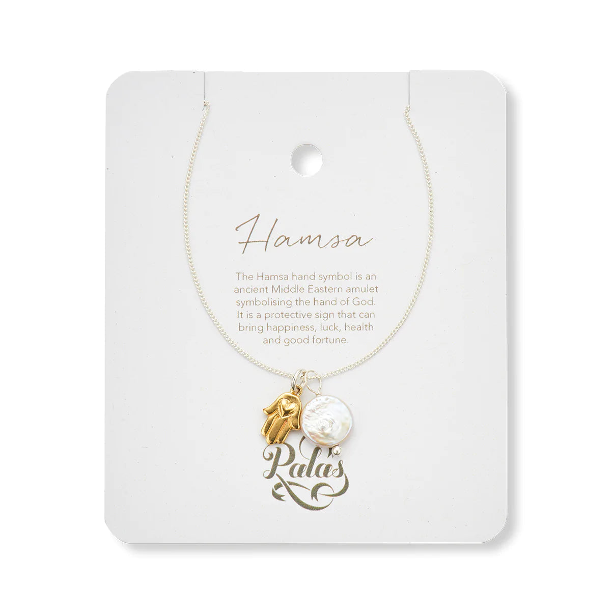 Silver & Brass / Pearl Amulet Necklace