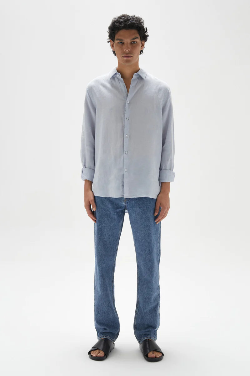 Linen Long Sleeve Shirt - Blue Haze
