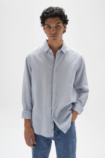 Linen Long Sleeve Shirt - Blue Haze