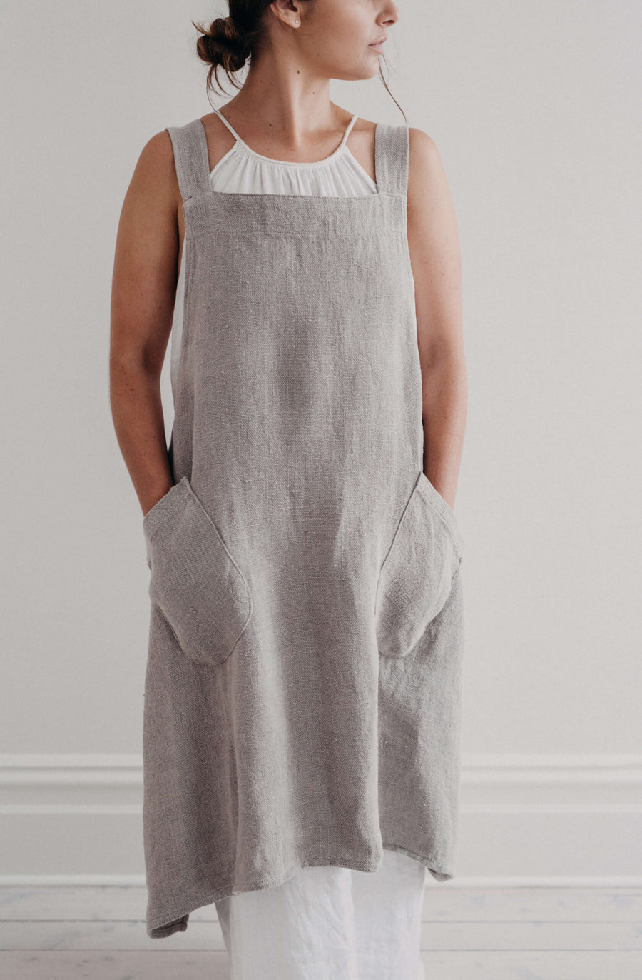 Harlow Woven Linen Apron - Putty