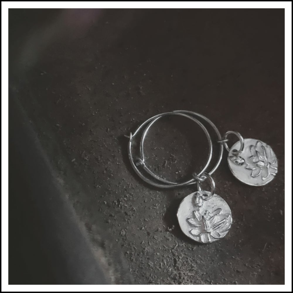 Silver Peony Hoops