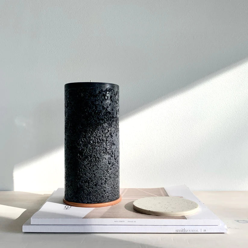 XL Textured Pillar Candle | Black