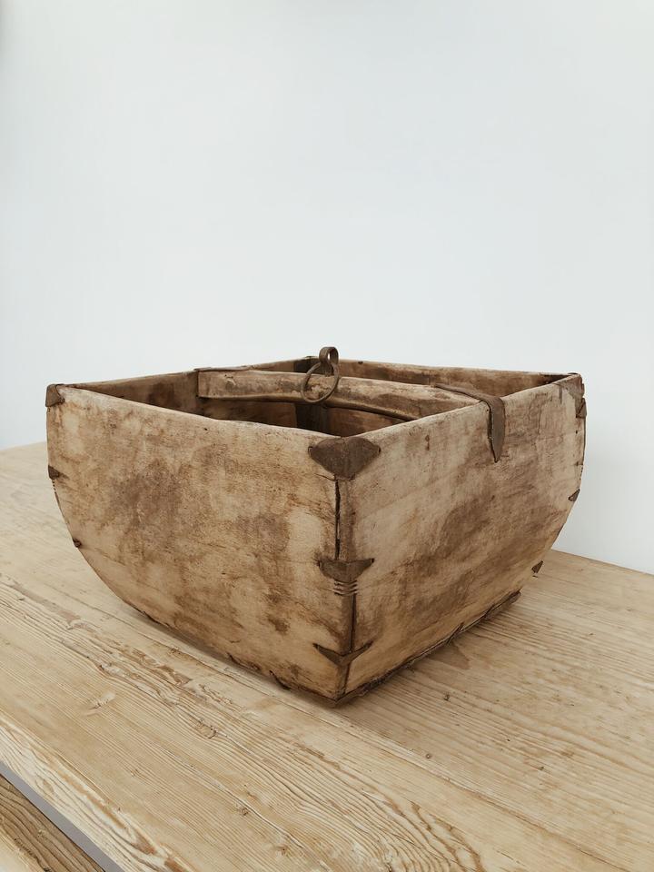 Wooden Rice Measure Bucket / Vintage