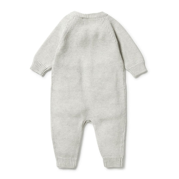 Knitted Button Growsuit | Grey