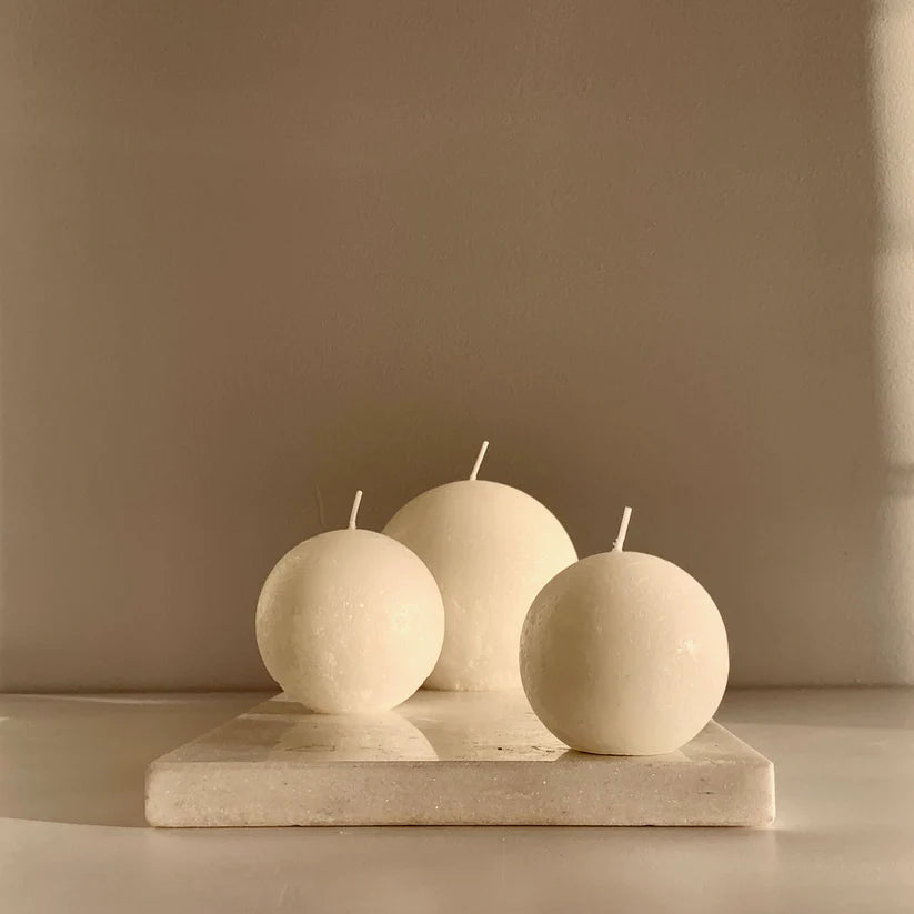 Textured Sphere Candle | Warm White