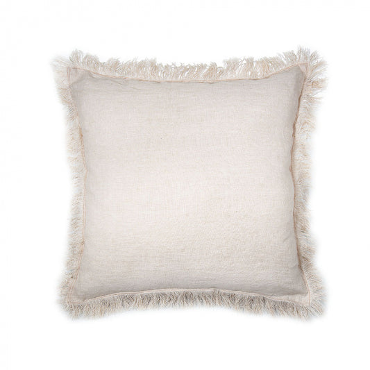 Linen Cushion / Fringed - Shell
