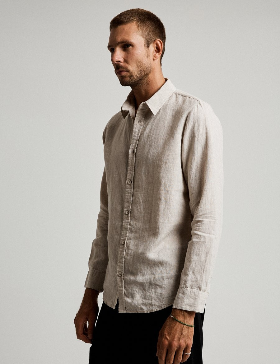 Linen Long Sleeve Shirt | Natural