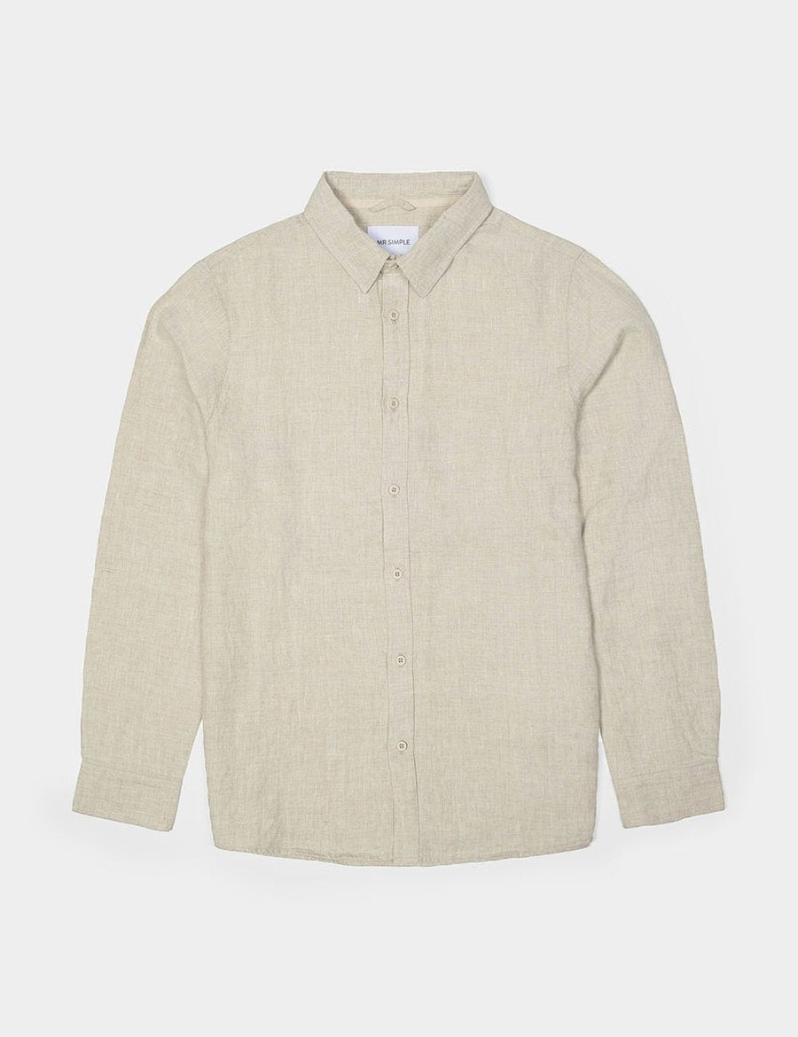 Linen Long Sleeve Shirt- Natural