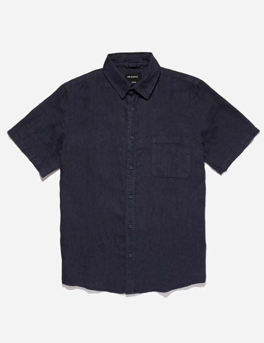 Linen Short Sleeve Shirt - Navy