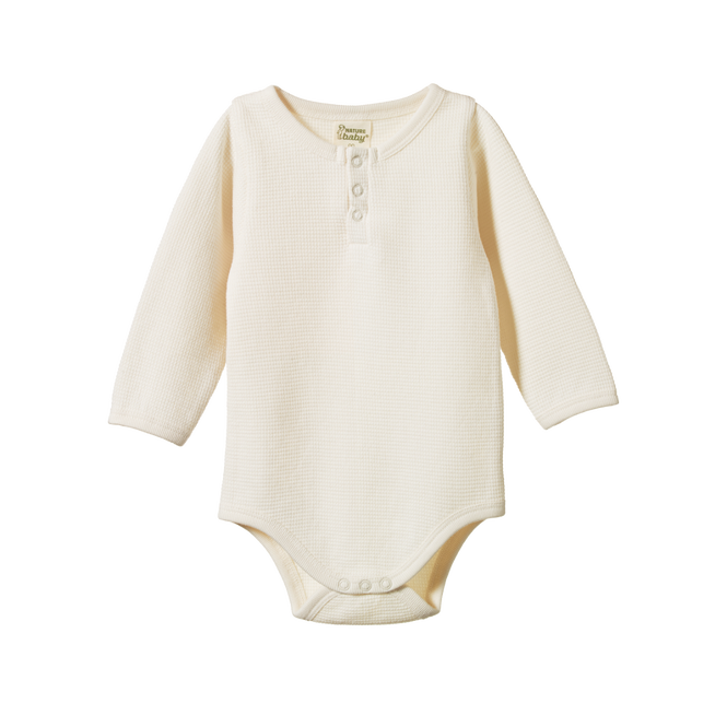 Henley L/S Body Suit Waffle | Natural