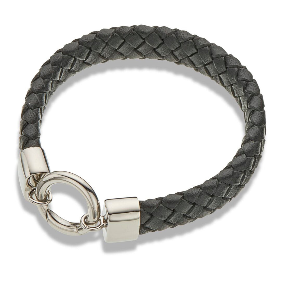 Wide Leather Plaited Bracelet - 20.5cm